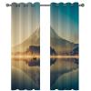 BATOHOME Designer Blackout Curtains with Mountain Lake and Boat Print, Short and Opaque, for 2 Windows (2 pcs x H42 x W72) view 3