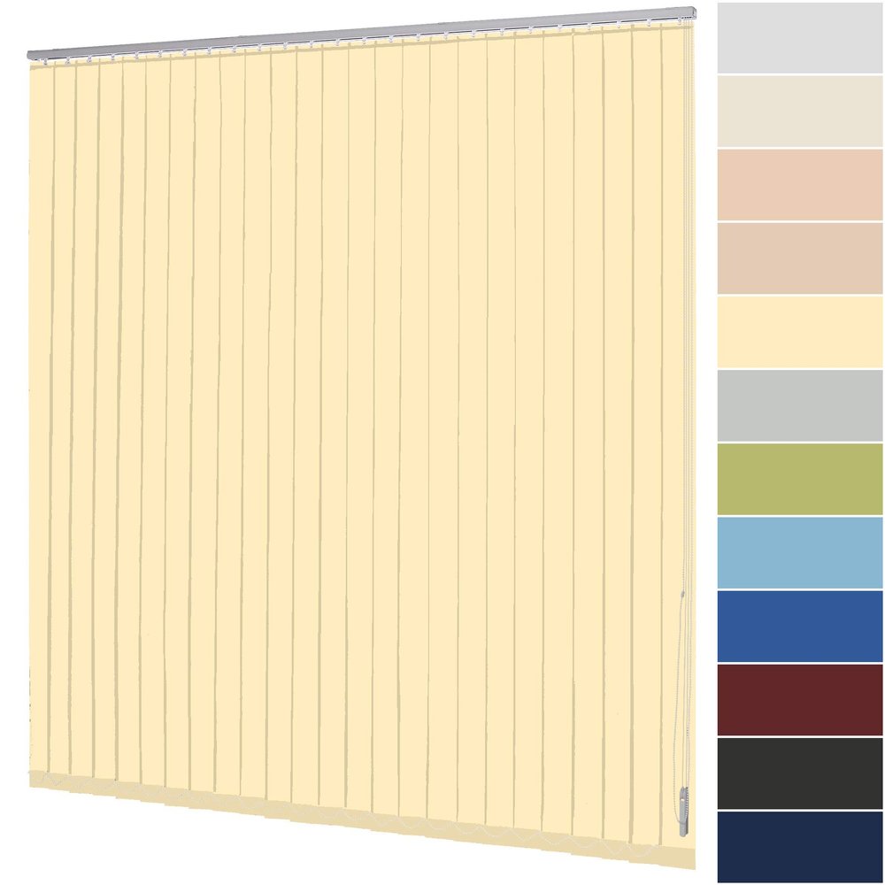 Made-to-Measure Vertical Blind, 89 mm Slats, Yellow, 240.1–250 x 120.1–140 cm