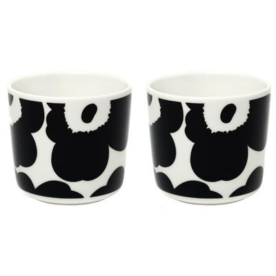 Marimekko [DL] Unikko Coffee Cups, 200 mL, Handleless, 2-Piece Set, White/Black
