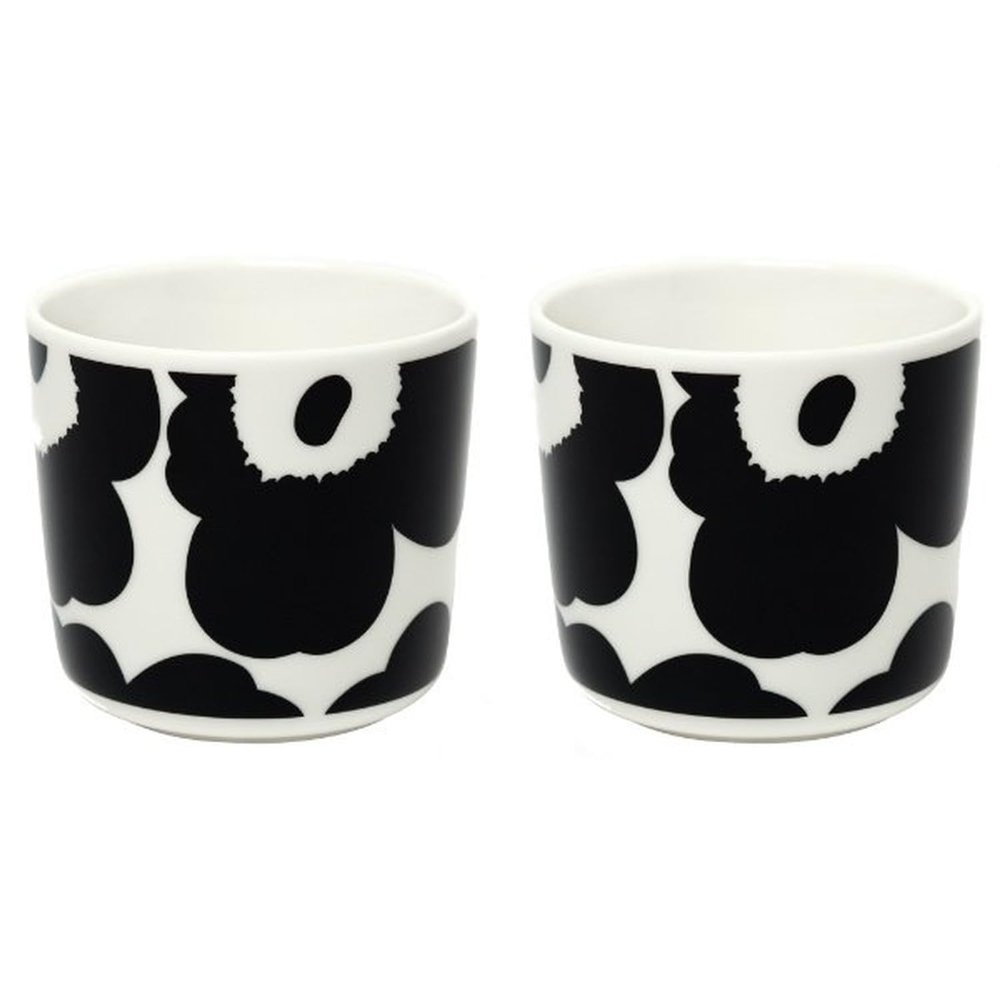 Marimekko [DL] Unikko Coffee Cups, 200 mL, Handleless, 2-Piece Set, White/Black