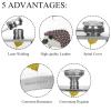Leather Hip Flask with Handled Funnel for Camping, Fishing, Barbecues, Bars, Wildlife, Gray Hedgehogs and Leaves view 2