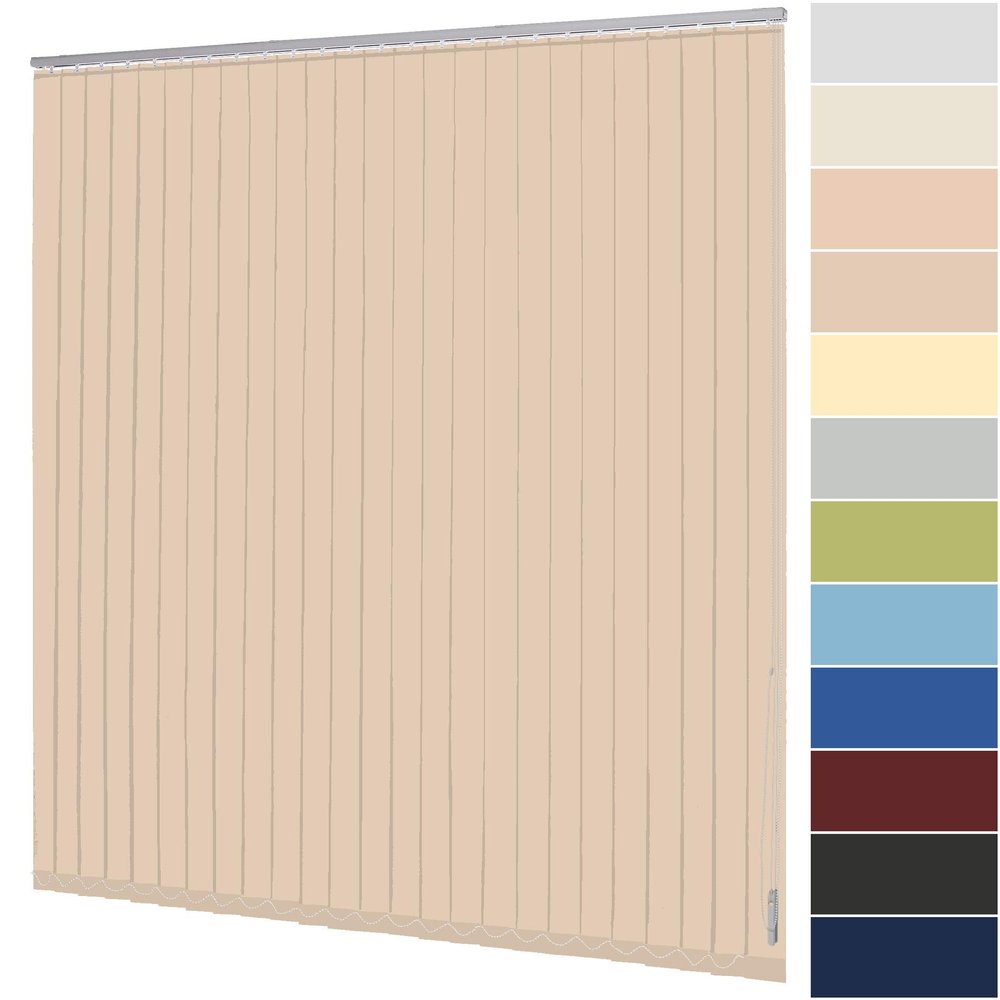 Made-to-Measure Vertical Blind, 127 mm Slats, Apricot, 40–60 x 160.1–180 cm