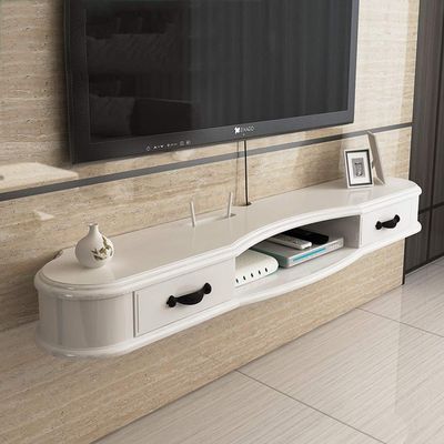 White Floating Wall-Mounted TV Console, 120 cm