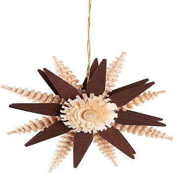 Dregeno Seiffen Christmas Tree Ornament, Wood Shaving Star, Brown – 7 cm