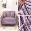 Cozomiz Seersucker Sofa Slipcover, 2-Seater, Purple Stripe view 2