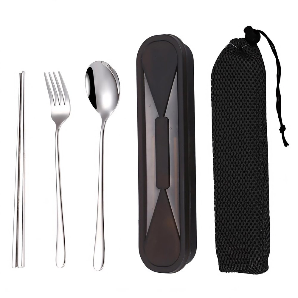 Muka 3-Piece Portable Stainless Steel Flatware Set with Case