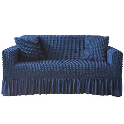 Cozomiz Seersucker Sofa Slipcover with Skirt, 3-Seater, Navy Blue
