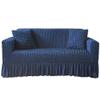 Cozomiz Seersucker Sofa Slipcover with Skirt, 3-Seater, Navy Blue view 1