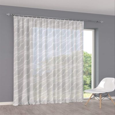 Custom-Made White Voile Sheer Curtain, Granada Design, with Gathering Tape