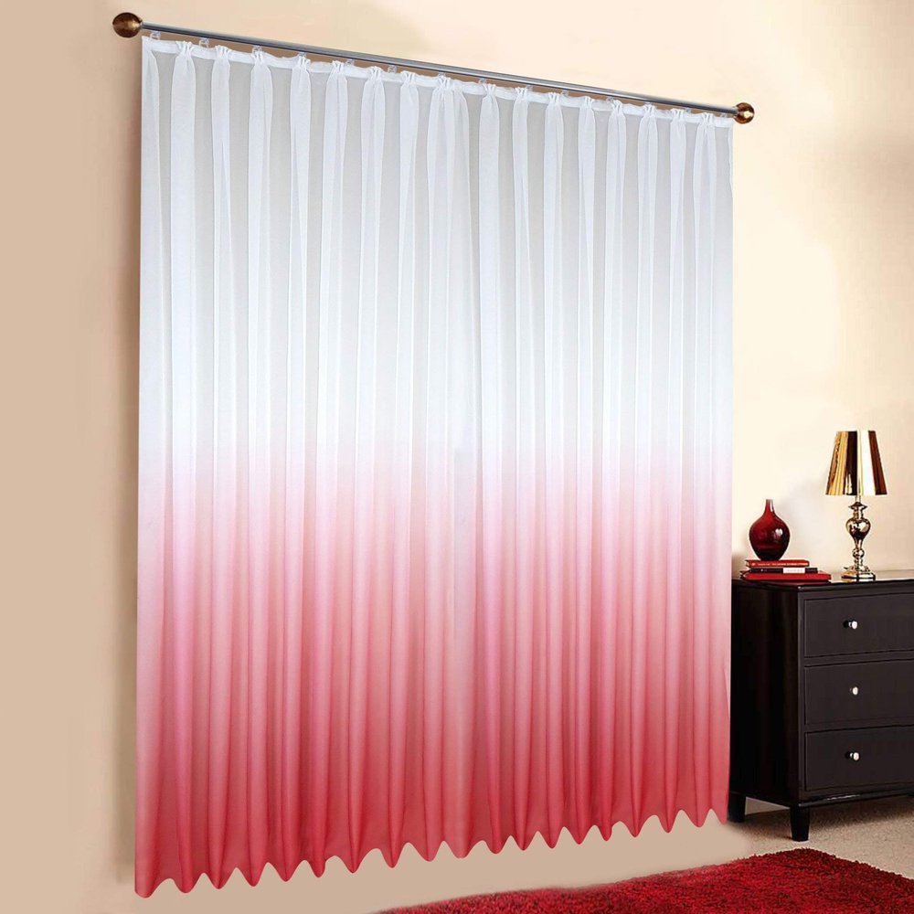 A-TEXTILE-24 Made-to-Measure Curtain, Colour Dream, with Lead Weight and Automatic Pleat Tape 1:2.5, Triple Pleat, Red, 170 cm H x 900 cm W