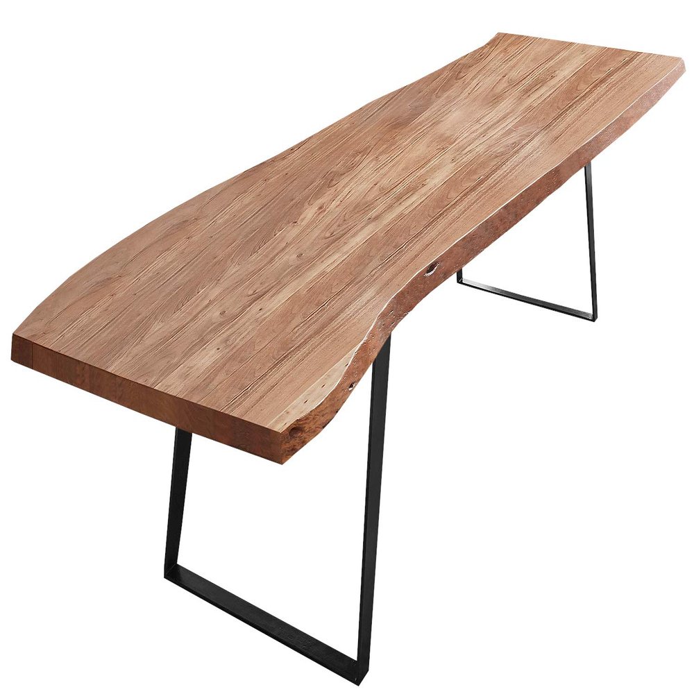 SAM Halmstad Dining Table 280 x 100 cm, Natural Acacia, Black U-Frame