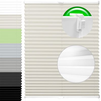 Horivert Cordless Pleated Blind, No-Drill Clamp Mount, Light-Filtering, 100 x 120 cm