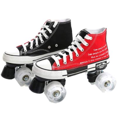 STRTG Canvas Double-Row Quad Roller Skates for Men and Women, Sizes 35–44
