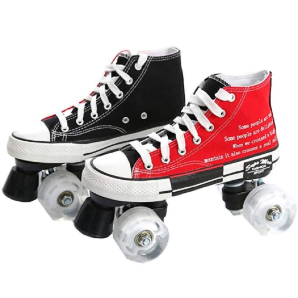 STRTG Canvas Double-Row Quad Roller Skates for Men and Women, Sizes 35–44
