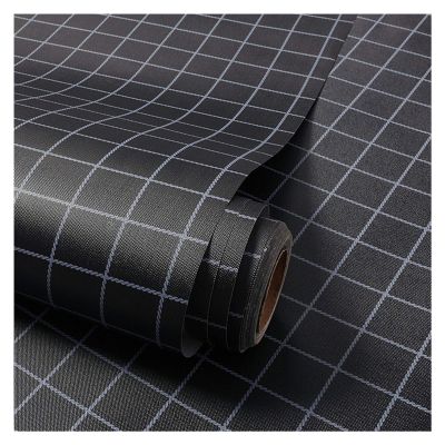 PVC Grid Self-Adhesive Wallpaper, Modern Minimalist Wall Decor Roll, Easy to Apply and Peel, 0.6 x 10 m (Black - Small Grid)