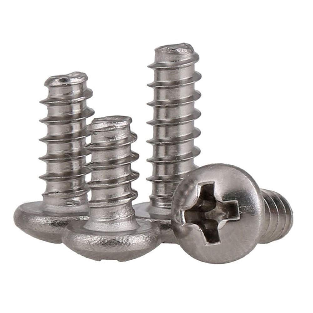 304 Stainless Steel Phillips Round-Head Self-Tapping Screws, Flat-Tail, M1/M1.7/M2/M3/M3.5/M4/M5, M2.2 × 10 × 50