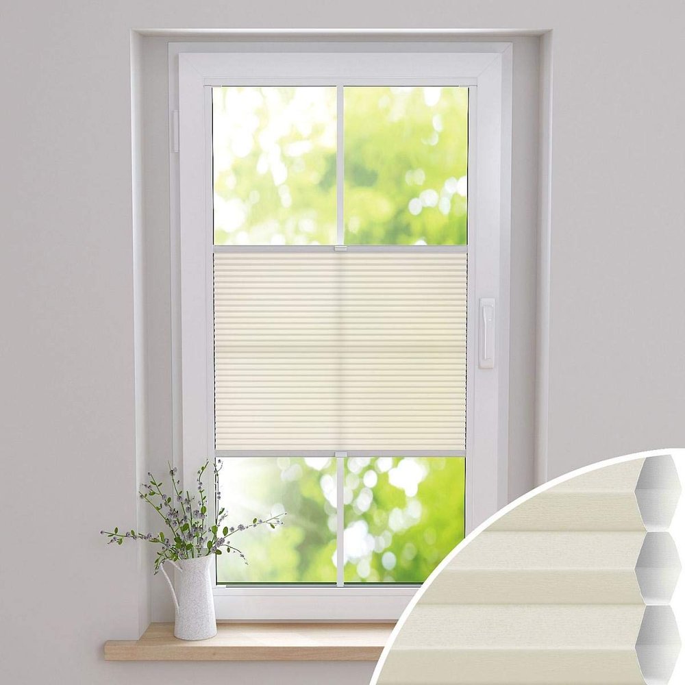 Gardinen21 Duette Honeycomb Pleated Blind for Gluing | No-Drill Custom Size | Made to Measure for Doors & Windows