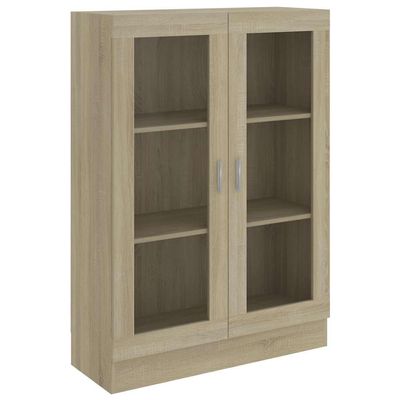 vidaXL Display Cabinet Bookcase Sonoma Oak 82.5 x 30.5 x 115 cm Engineered Wood
