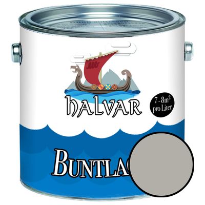 Halvar Glossy Colored Paint for Wood & Metal, Gray RAL 7000–7047, Interior & Exterior, Durable Weather-Resistant Synthetic Resin Paint, 10 L, RAL 7038 Agate Gray