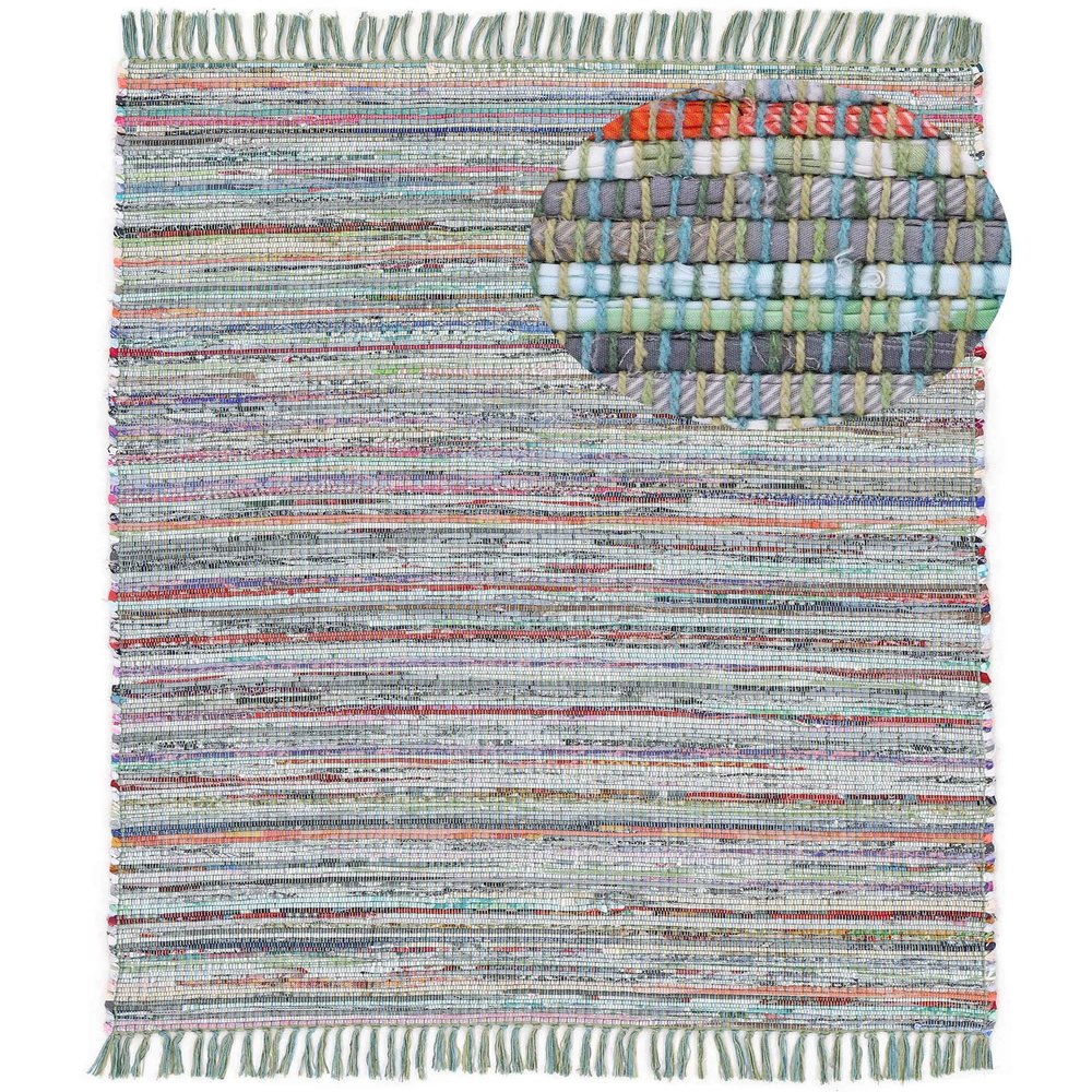 carpetfine Kelim Chindi Green Flatweave Rug 120 x 170 cm