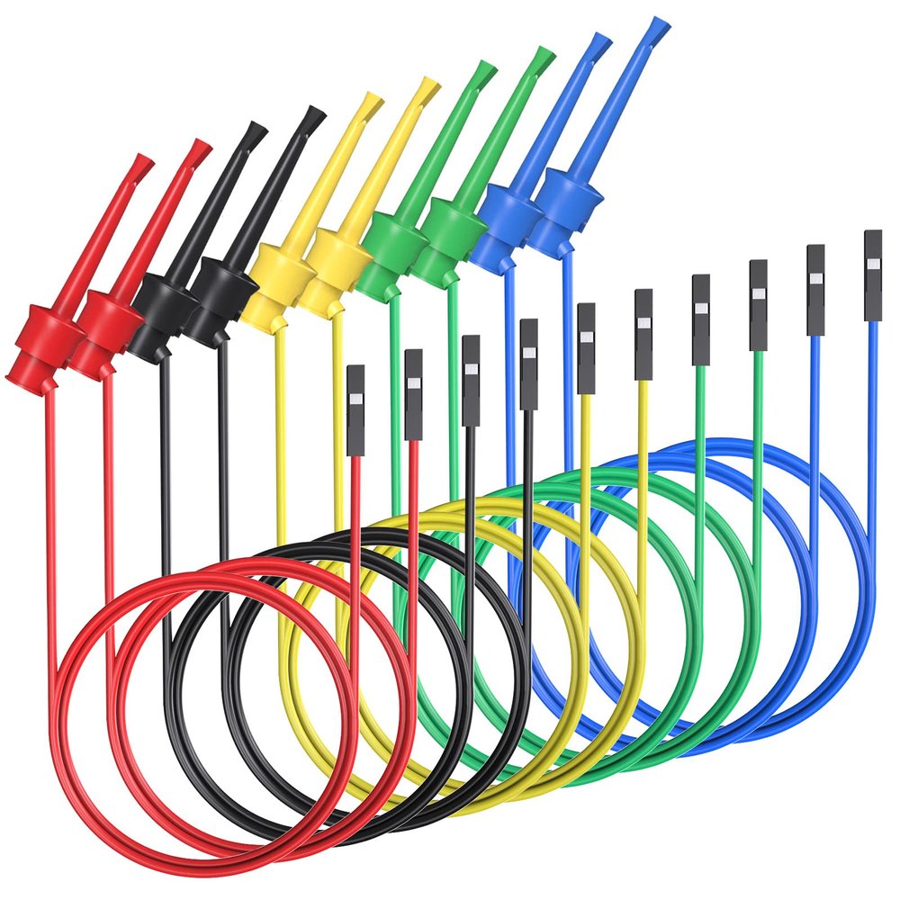 Cleqee 10-Piece Test Hook to Breadboard Female Jumper Wires