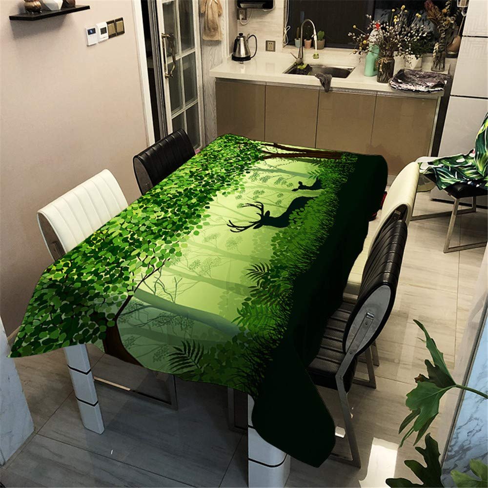 Surwin Printed Rectangular Tablecloth, Stain-Resistant, Easy-Care, Washable, Green Forests, 90 x 90 cm