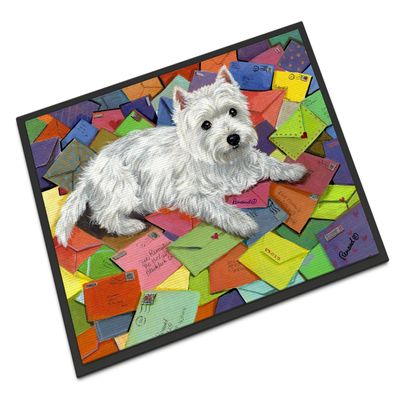 Caroline's Treasures Suzanne Renaud Artwork Doormat, Westie Zoe's Mail, 18" H x 27" W