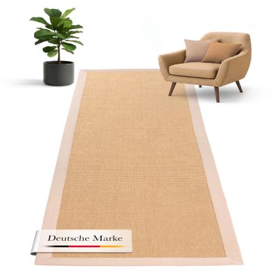carpetfine Beige Sisal Runner Rug 75 x 300 cm | Modern Rug for Living Room and Bedroom