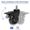 Hirate 3-Inch Locking Office Chair Casters, 5-Pack view 2