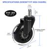 Hirate 3-Inch Locking Office Chair Casters, 5-Pack view 4