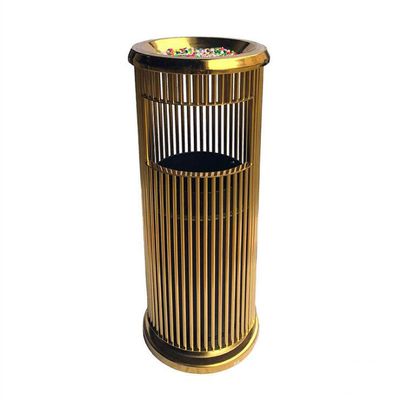 MYBA Stainless Steel Trash Can with Removable Inner Bin and Top Ashtray, Gold
