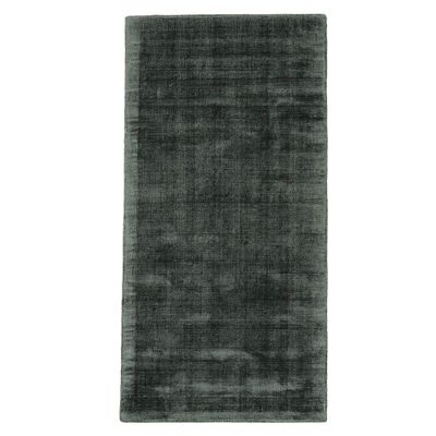 carpetfine AVA Dark Green Viscose Rug Runner 80 x 300 cm | Modern Rug for Living Room and Kitchen