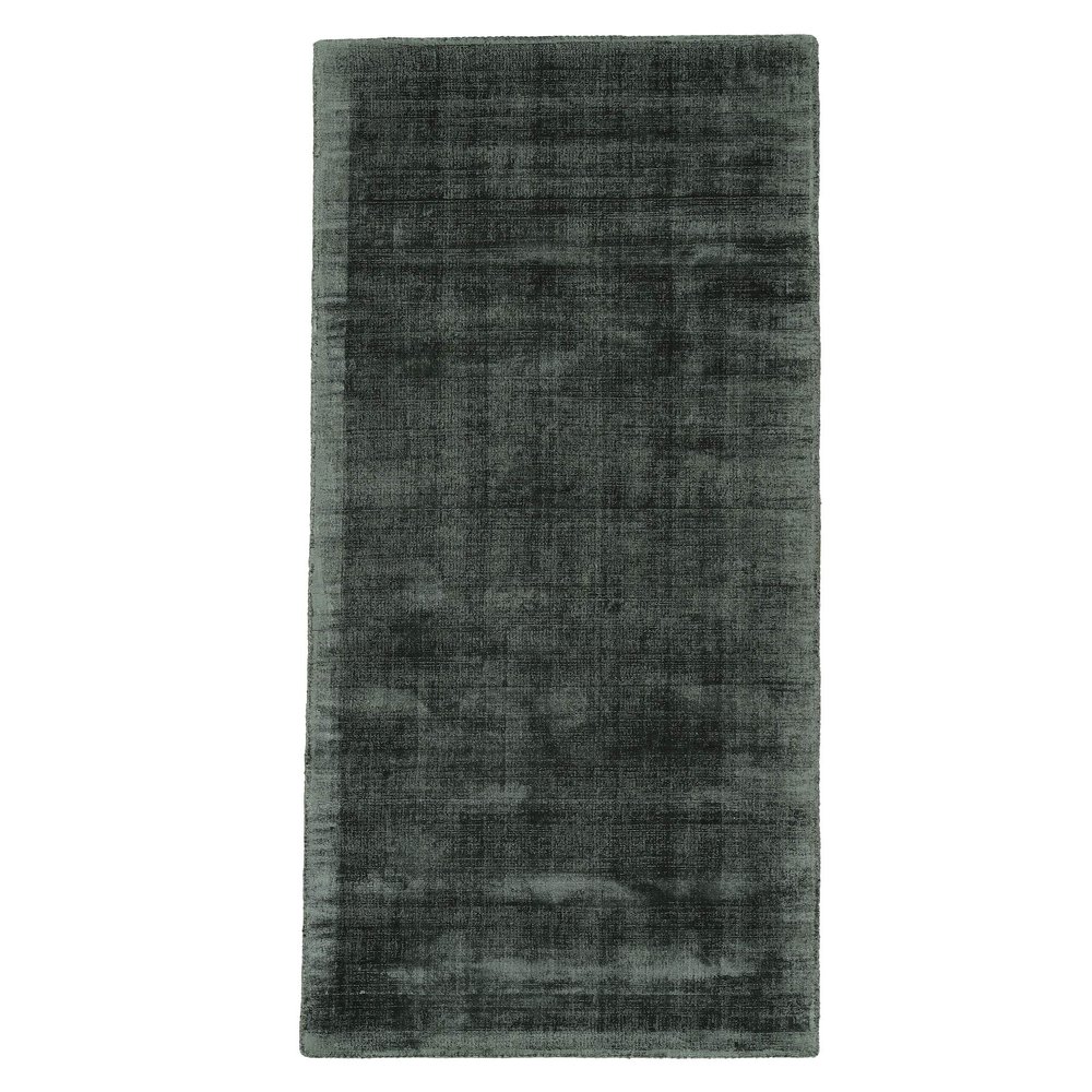 carpetfine AVA Dark Green Viscose Rug Runner 80 x 300 cm | Modern Rug for Living Room and Kitchen