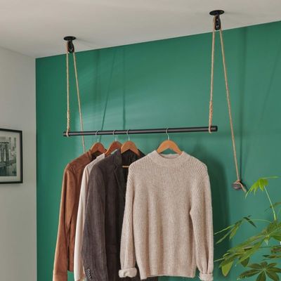 Mob-In LANO Industrial Closet Rod with Rope and Pulleys, 1 m