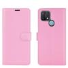 XFDSFDL Flip Wallet Case for Oppo A15 (6.52-Inch), PU Leather, Litchi Pattern, Stand, Magnetic Closure, Card Slots, Pink view 3