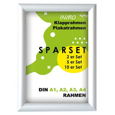 INMO A2 Aluminum Snap Frame with APET/Acrylic Sheet, Silver, 44.8 x 62.5 cm