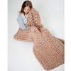 WXZX Chunky Knit Blanket, Hand-Knitted Super-Soft Merino Wool Throw for Neutral Farmhouse Sofas view 1