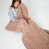 WXZX Chunky Knit Blanket, Hand-Knitted Super-Soft Merino Wool Throw for Neutral Farmhouse Sofas view 3