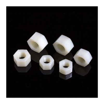DKEKE White/Black Nylon Hexagonal Metric Nuts, M5, 50 Pieces