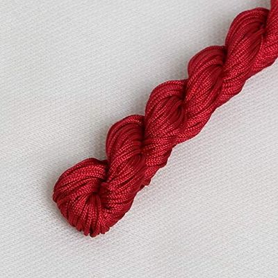 NUJA 1pc 24 m 1 mm Mixed-Color Nylon Satin Chinese Knotting Macramé Cord with Beaded Braided Shamballa Thread, Dark Red