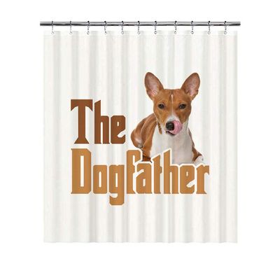 Dog Dad Basenji Puppy Shower Curtain, Waterproof, 168 x 183 cm
