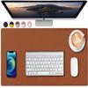 SUJAYU Double-Sided PU Leather Desk Mat, 59.9 x 30 cm, Mouse Pad, Waterproof Desk Pad for Office and Home (Brown + Silver, 60 x 30 cm) view 1