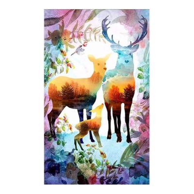 BAJIE Hand-Painted Abstract Deer Oil Painting on Canvas