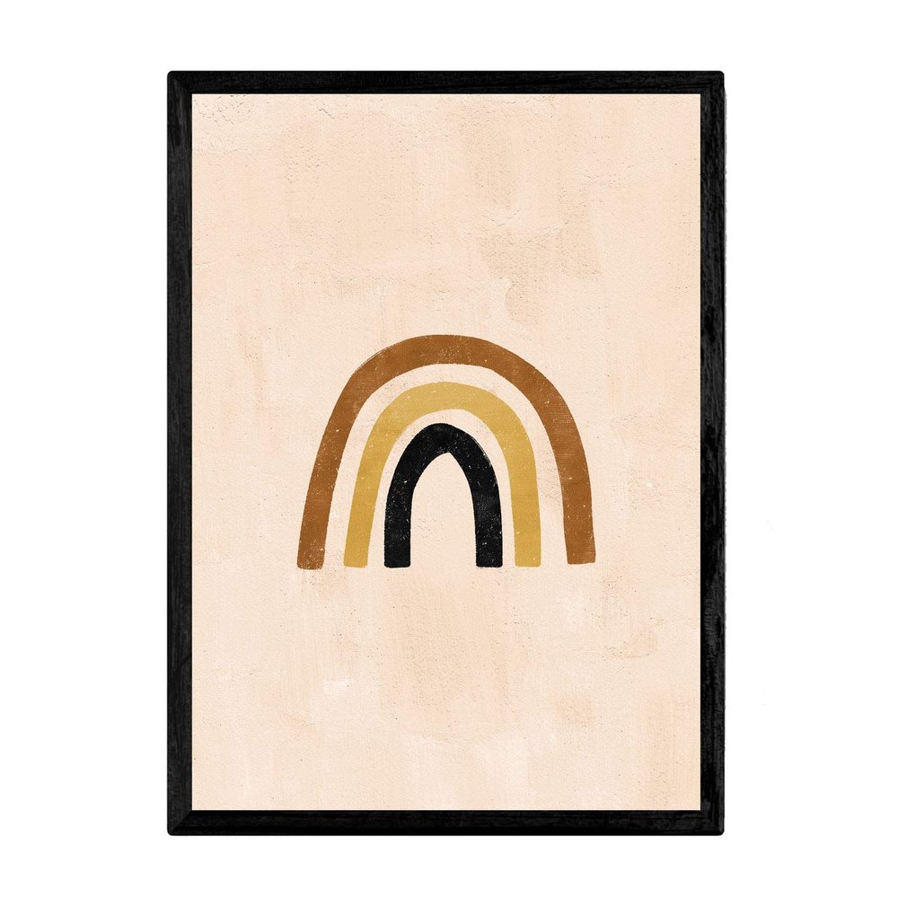 Nacnic Abstract Poster of Soles and Moons, Brown Celestial Bodies, “Celestial 5” Display Box, A4 with Frame