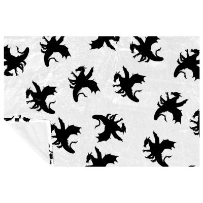 Lightweight Printed Blanket for Home, Couch, Sofa, Chair, Bed, or Car, Black Dinosaur, Washable and Warm, 150 x 90 cm