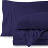 Custom 4-Piece Silk Bed Sheet Set, 100% Egyptian Cotton, 400 Thread Count, Navy Blue, UK King view 1