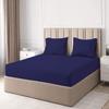 Custom 4-Piece Silk Bed Sheet Set, 100% Egyptian Cotton, 400 Thread Count, Navy Blue, UK King view 3