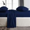 Custom 4-Piece Silk Bed Sheet Set, 100% Egyptian Cotton, 400 Thread Count, Navy Blue, UK King view 4