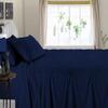Custom Silk 4-Piece Bed Sheet Set, 100% Egyptian Cotton, 400 Thread Count, Extra-Soft, 32 cm Deep Pocket, Navy Blue Stripe, Emperor Size view 2