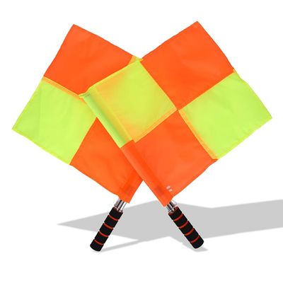 Referee Assistant Flags for Football, Hockey, Training and Competition, 2-Piece Set, Black and Orange